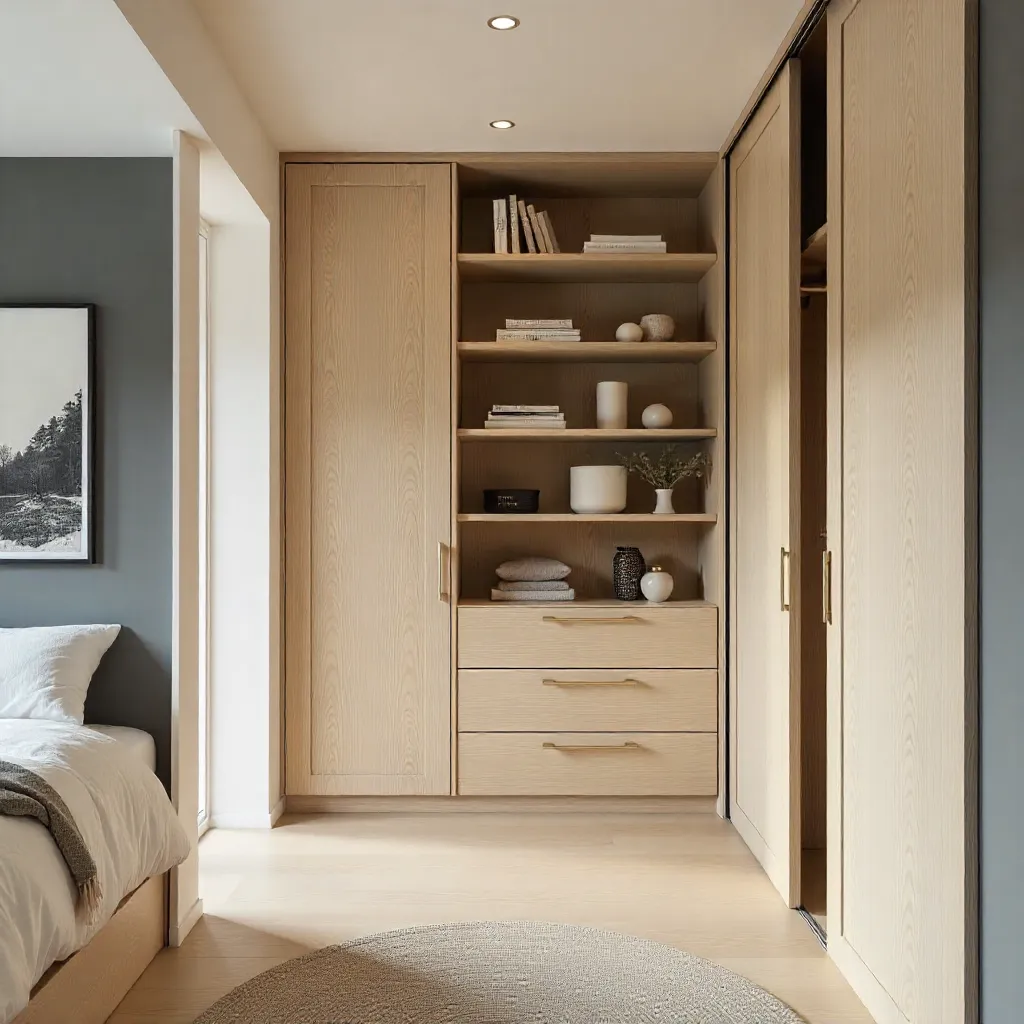 Elegant wardrobe design with natural elements
